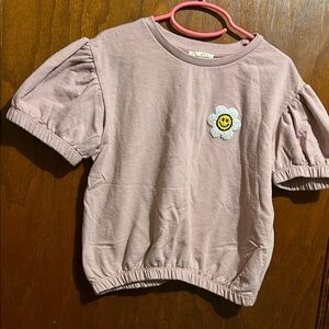 Pink Kids Shirt with Flower Embroidery
